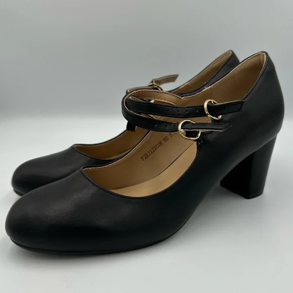 Elegant Black Mary Jane Heels - Picture 1 of 14